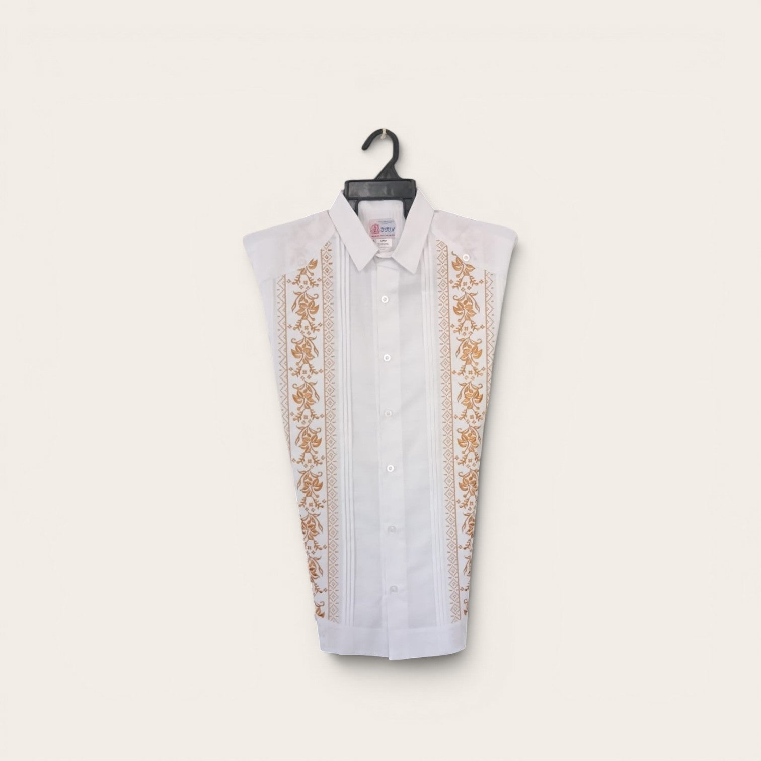 Guayabera lino fino bordado dorado