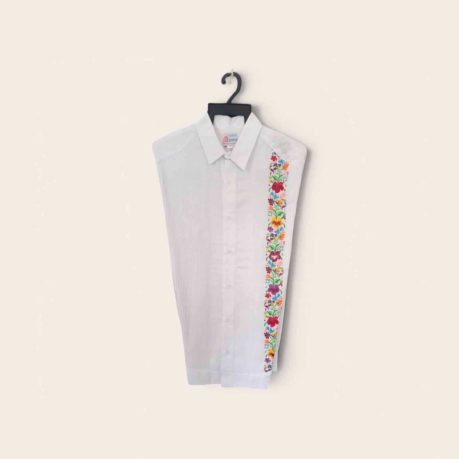 Guayabera presidencial lino fino bordado floral